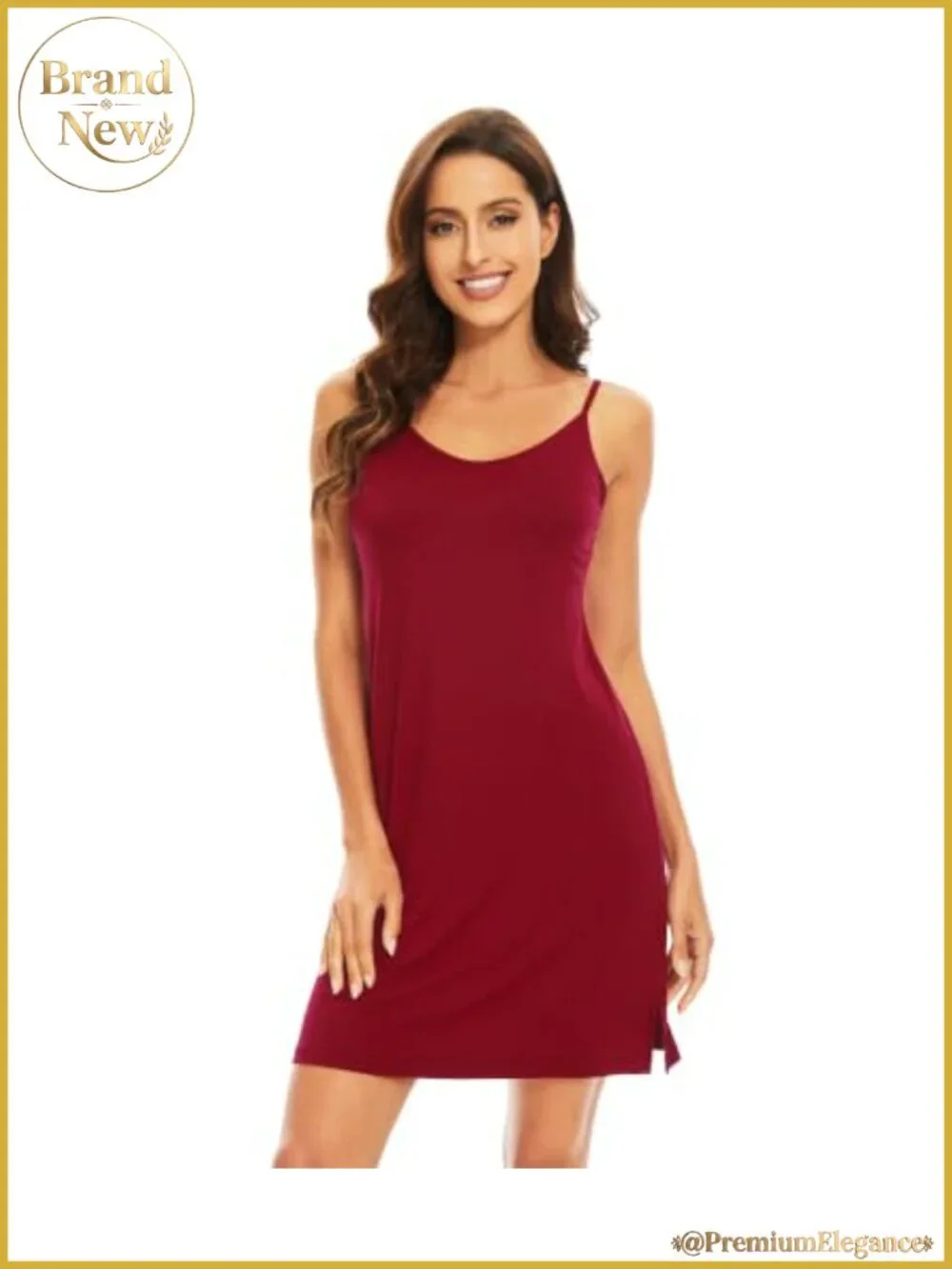 Viscose from Bamboo Slip Dress Sleeveless V-Neck Chemise Nightgown Adjustable